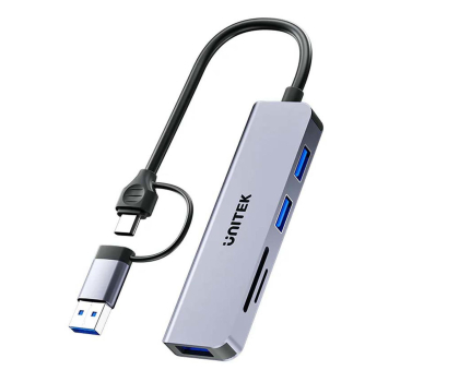 Hub USB UNITEK Hub 5w1 USB-A/C 5 Gbps z czytnikiem kart SD i micro SD H1320AGY01